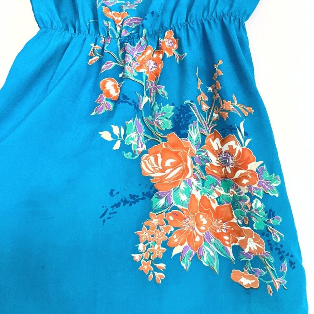 20 Bright blue sleeveless shirt dress  Sz L - Picture 4 of 8